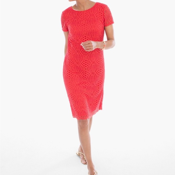 Chico's Dresses & Skirts - Chico's Coral Lace Short sleeve Dress